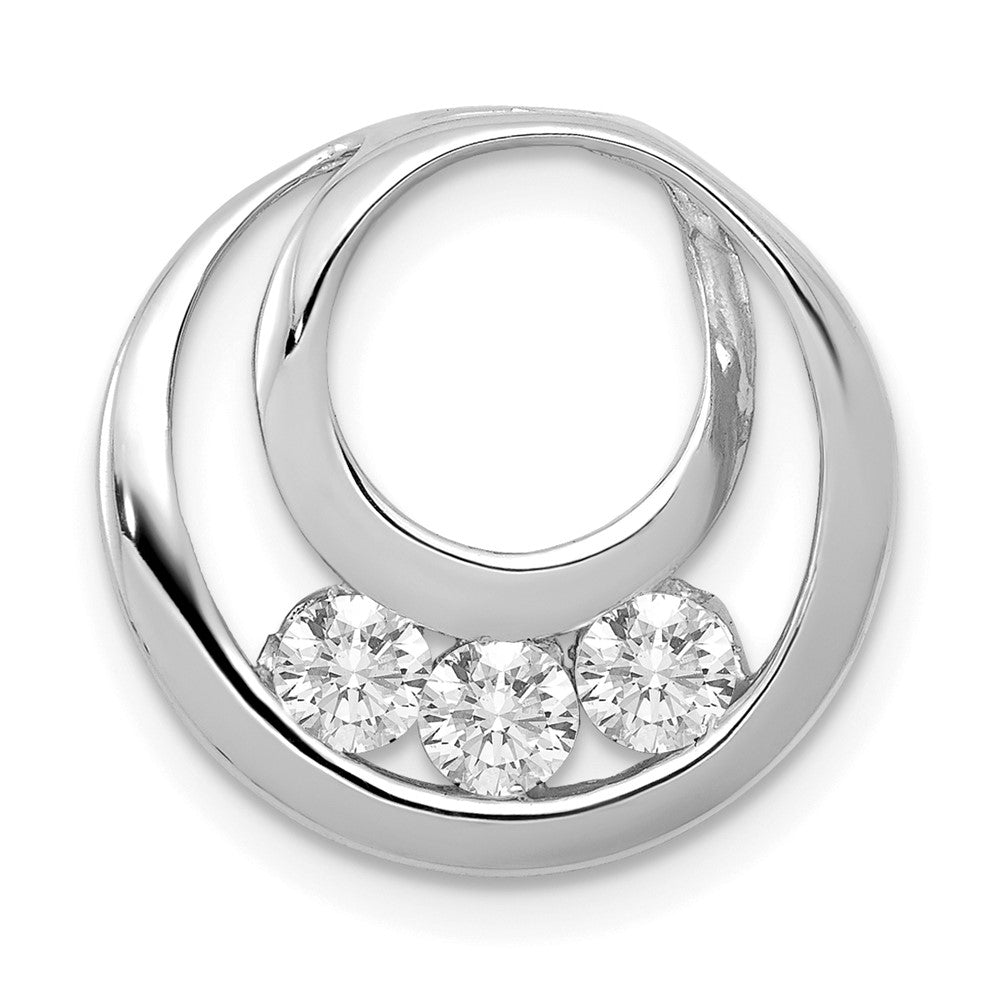 14k White Gold A Diamond Three Stone Circles Chain Slide