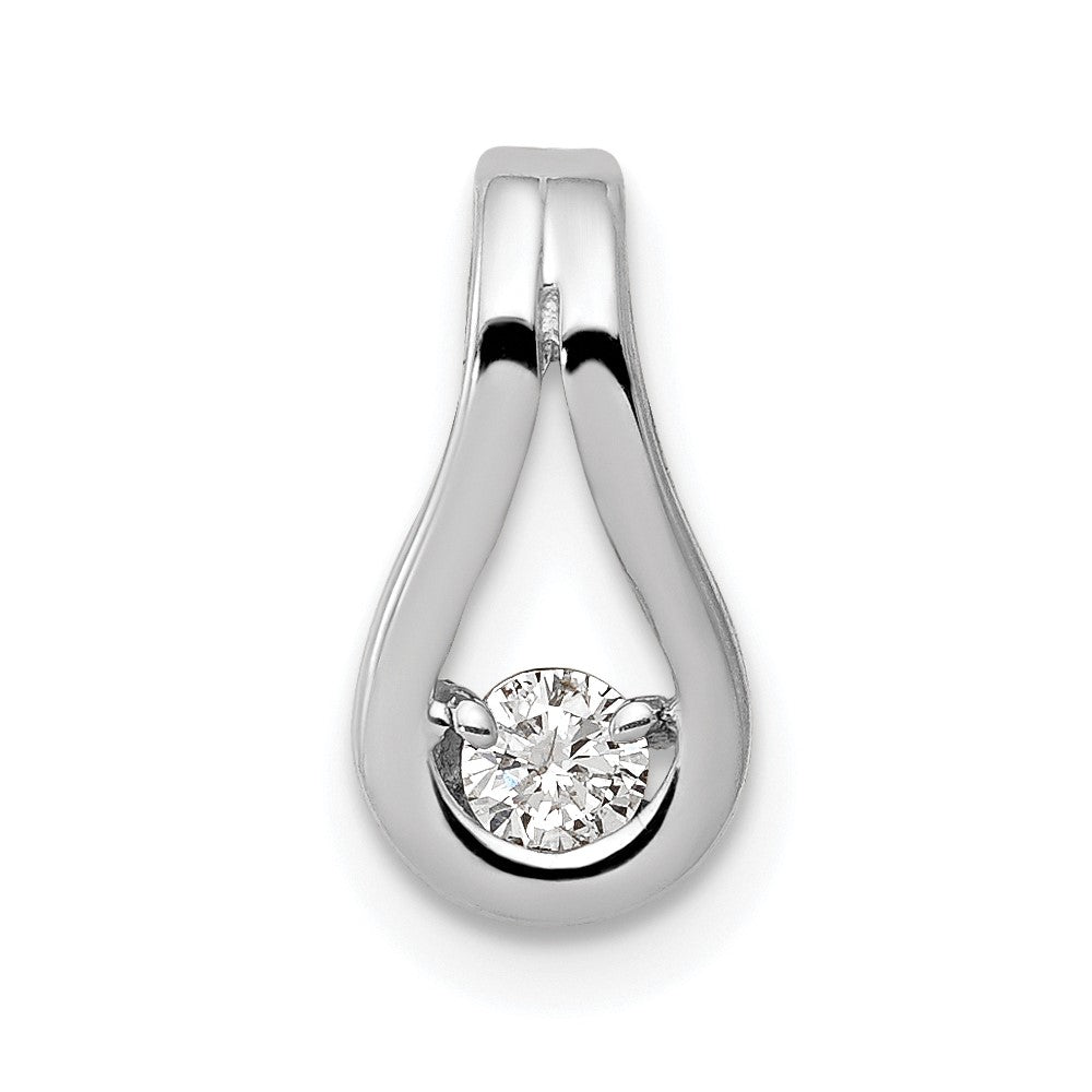 14k White Gold AAA Diamond Teardrop Shape Slide Pendant