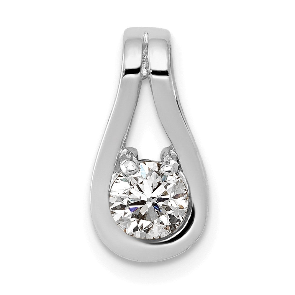 14k White Gold Complete AA Diamond Teardrop-Shape Slide Fits up to Regular/ Fancy or Reversible Omega