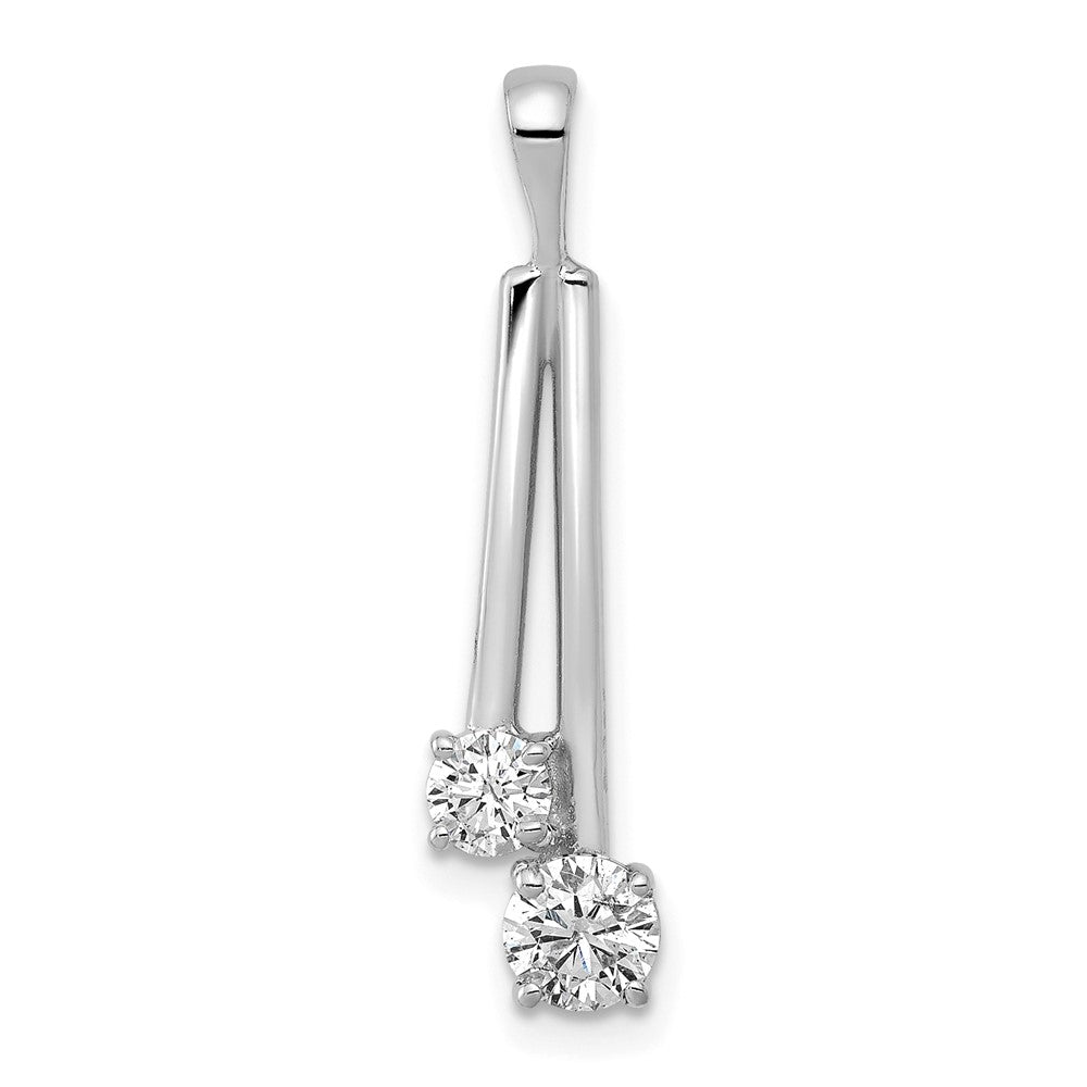 14k White Gold A Diamond Two Stone Pendant