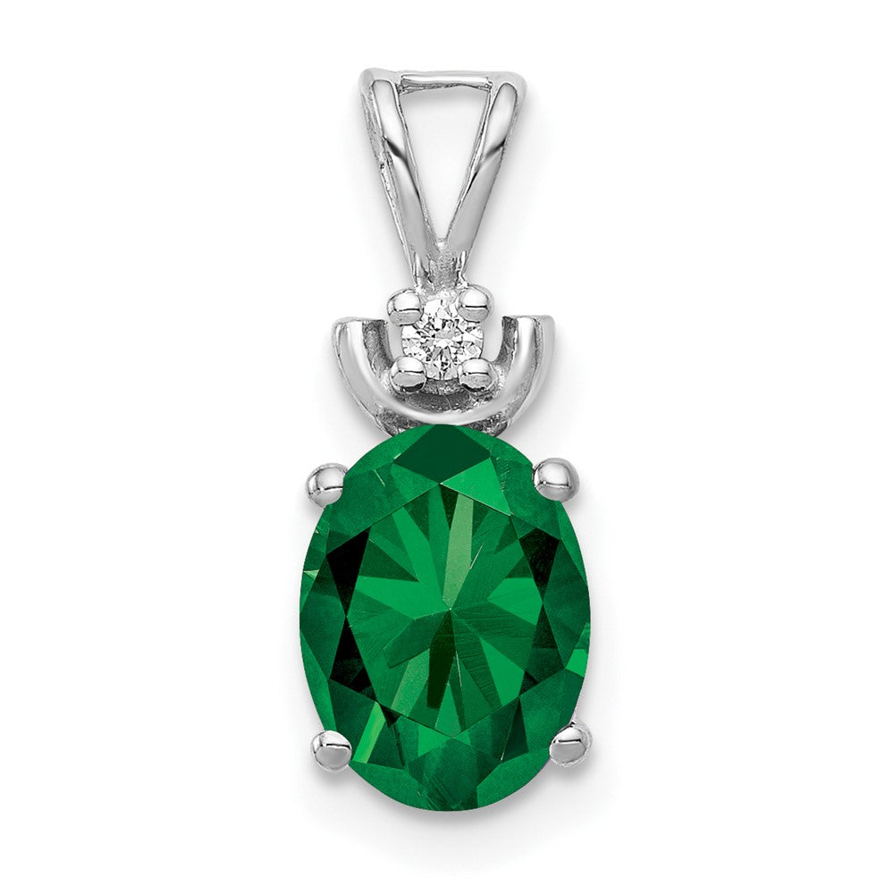 14k White Gold 8x Oval Mount St. Helens AA Diamond Pendant
