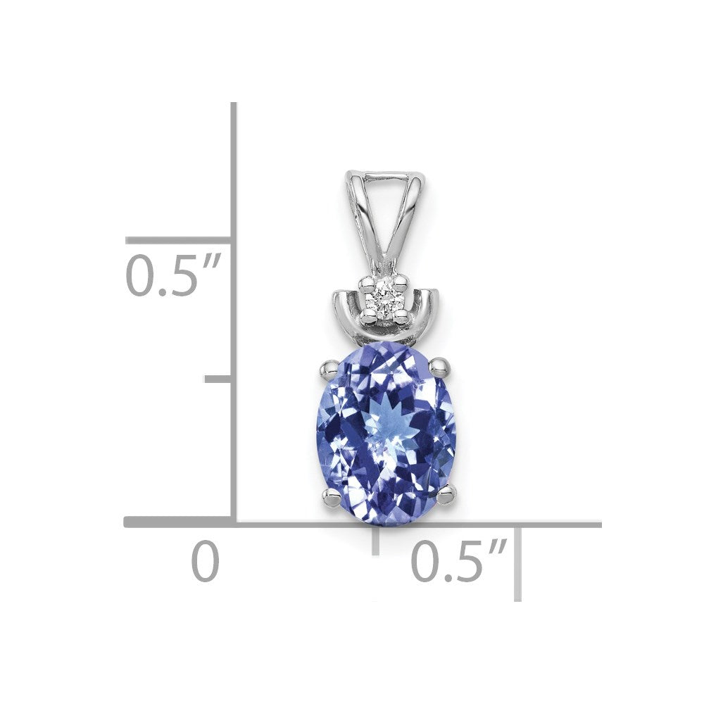 14k White Gold 8x Oval Tanzanite AA Diamond Pendant