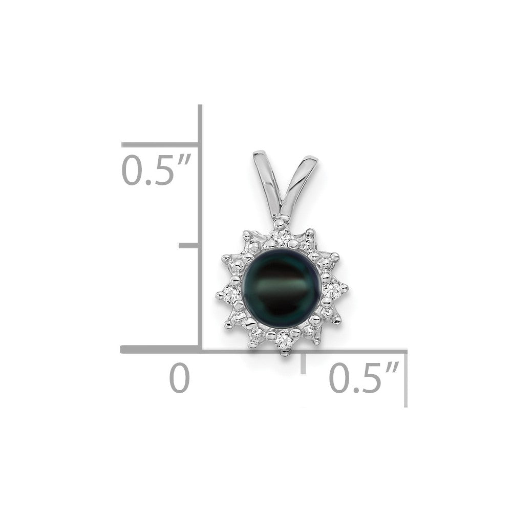 14k White Gold Black FW Cultured Pearl A Diamond pendant
