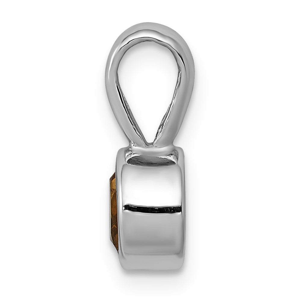 14k White Gold Bezel-set Round Citrine Pendant