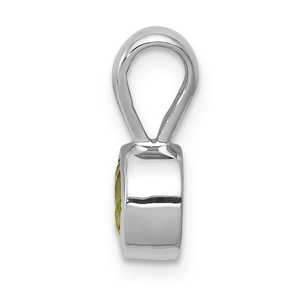 14k White Gold Bezel-set Round Peridot Pendant