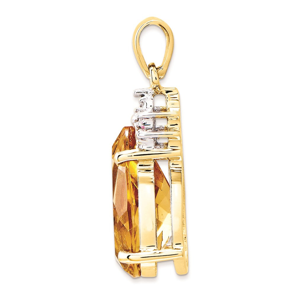 14k Citrine & Diamond Pendant