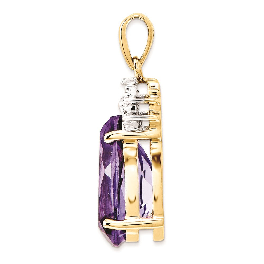 14k Amethyst & Diamond Pendant