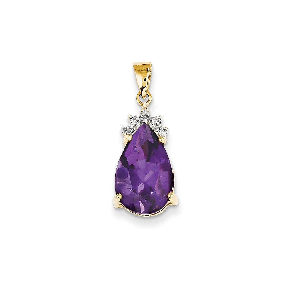 14k Amethyst & Diamond Pendant