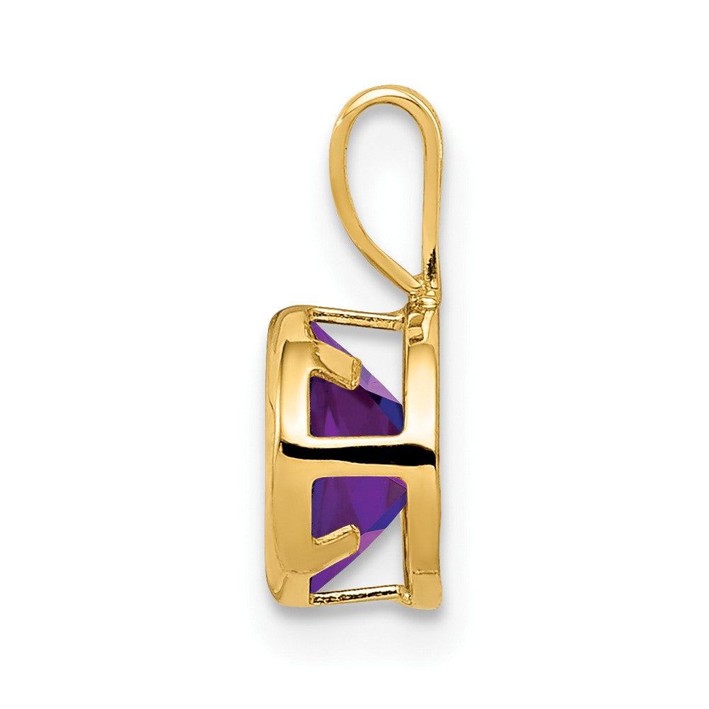 14k Round Amethyst Bezel Pendant