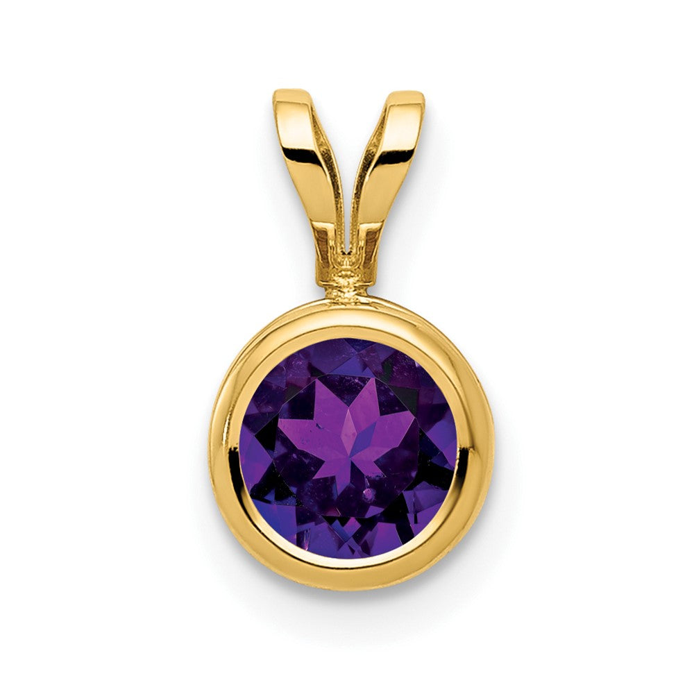 14k Round Amethyst Bezel Pendant