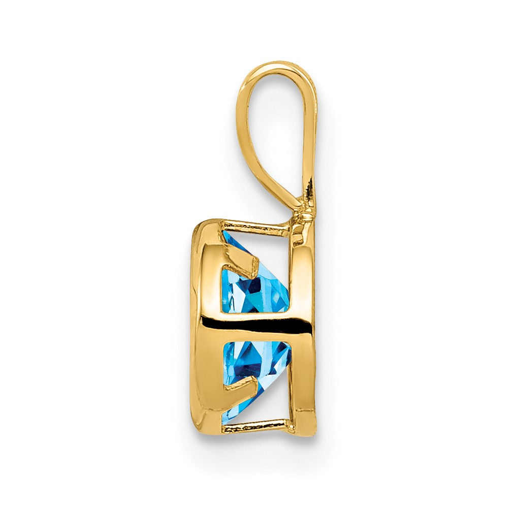 14k Round Blue Topaz Bezel Pendant