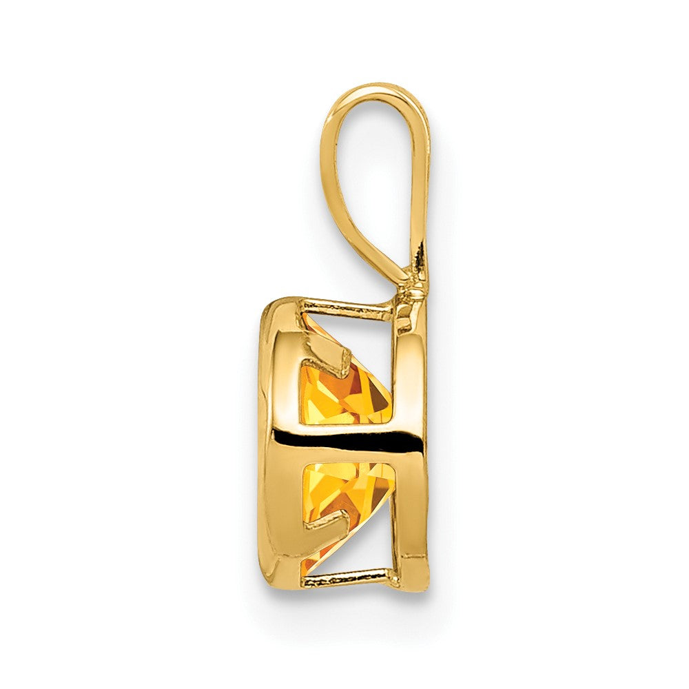 14k Round Citrine Bezel Pendant