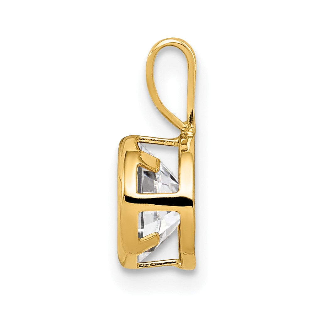 14k Round Cubic Zirconia Bezel Pendant