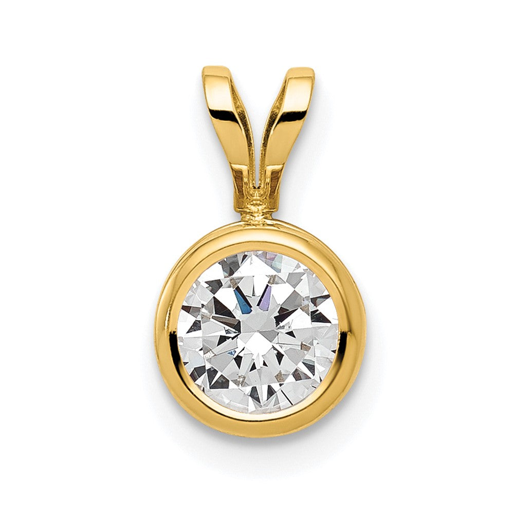 14k Round Cubic Zirconia Bezel Pendant