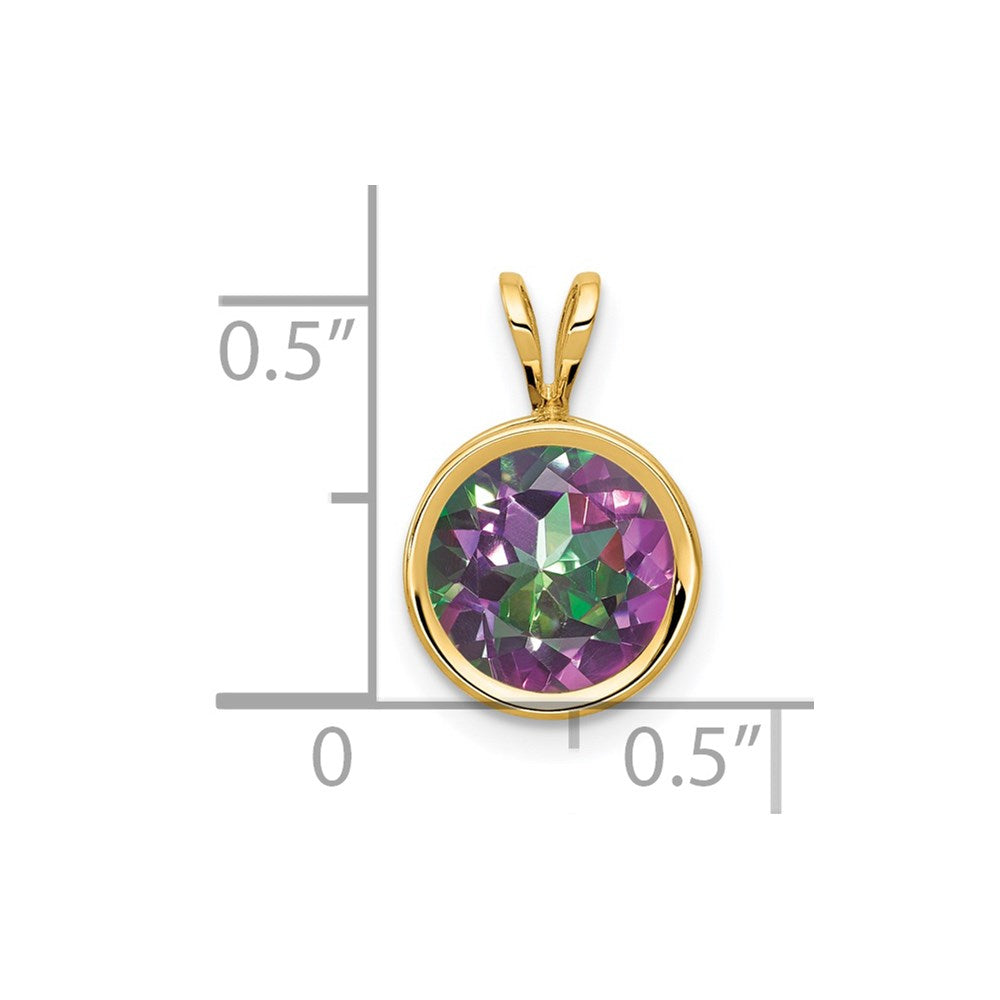 14k Round Mystic Fire Topaz Bezel Pendant