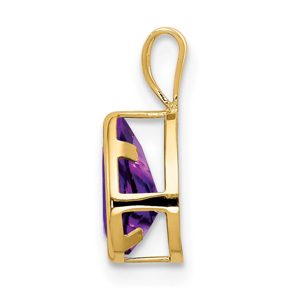 14k 8x Pear Amethyst Checker bezel pendant