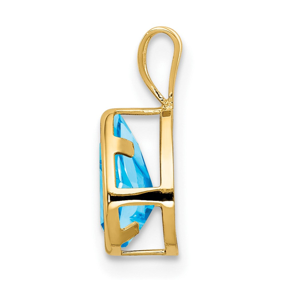14k 8x Pear Blue Topaz Checker bezel pendant