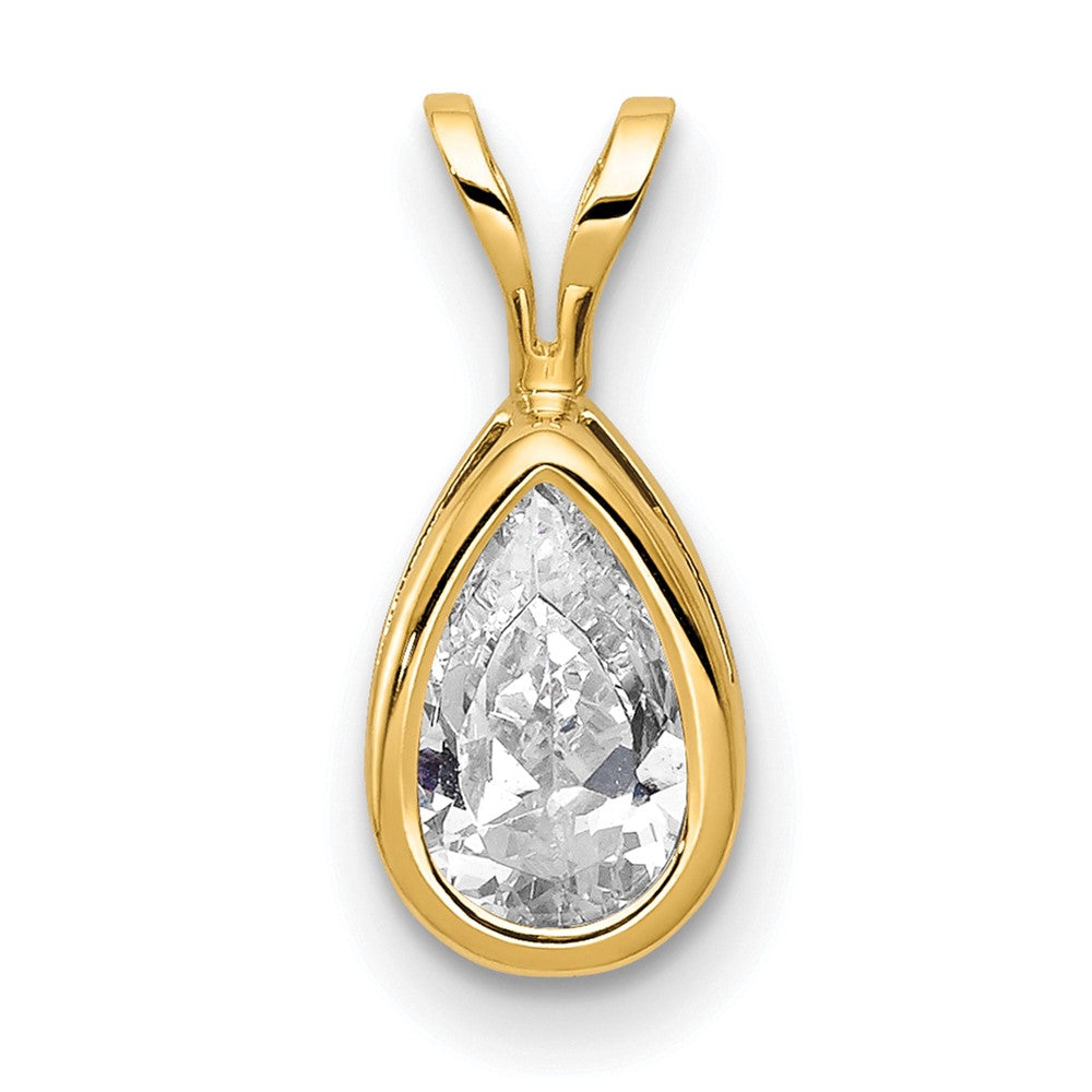 14k 8x Pear Cubic Zirconia bezel pendant