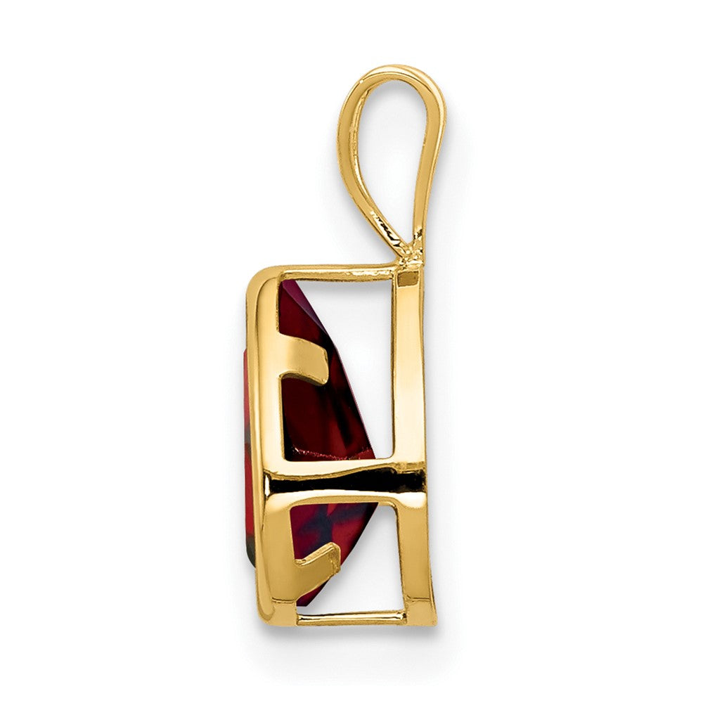 14k 8x Pear Garnet Checker bezel pendant