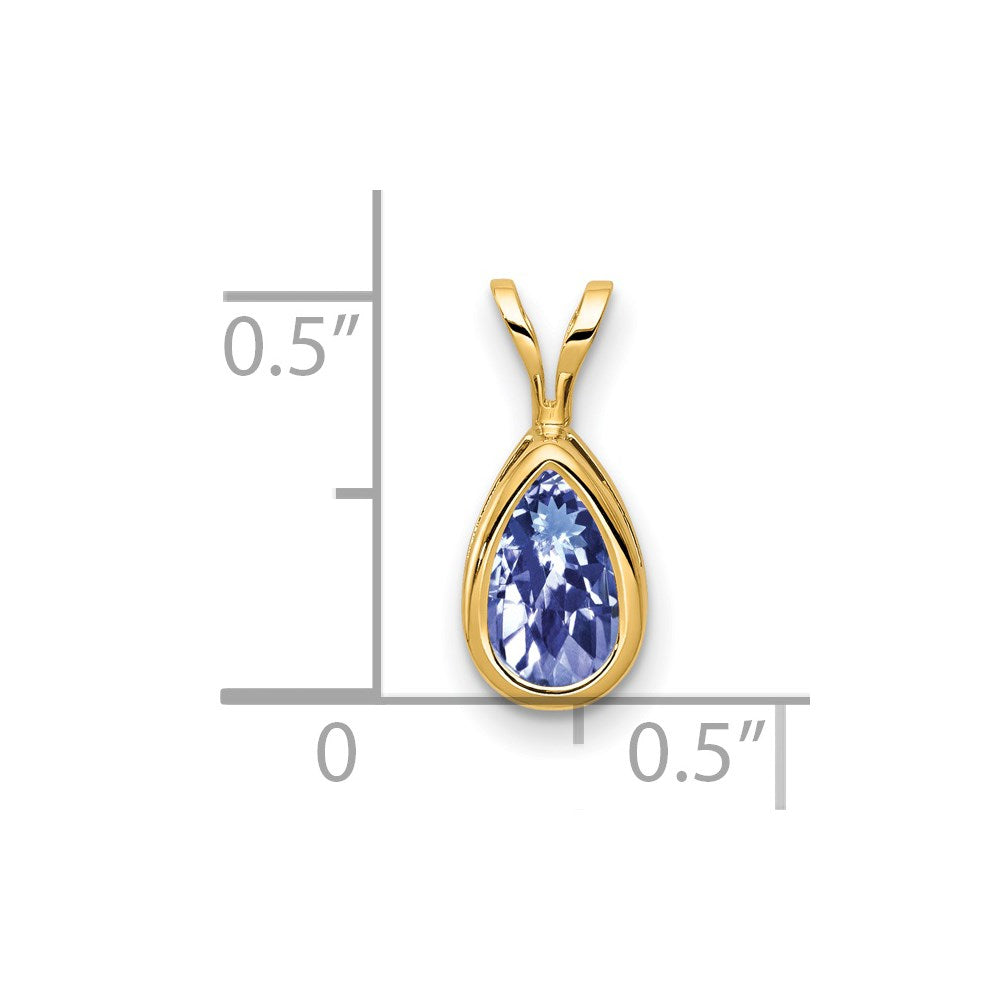 14k 8x Pear Tanzanite bezel pendant