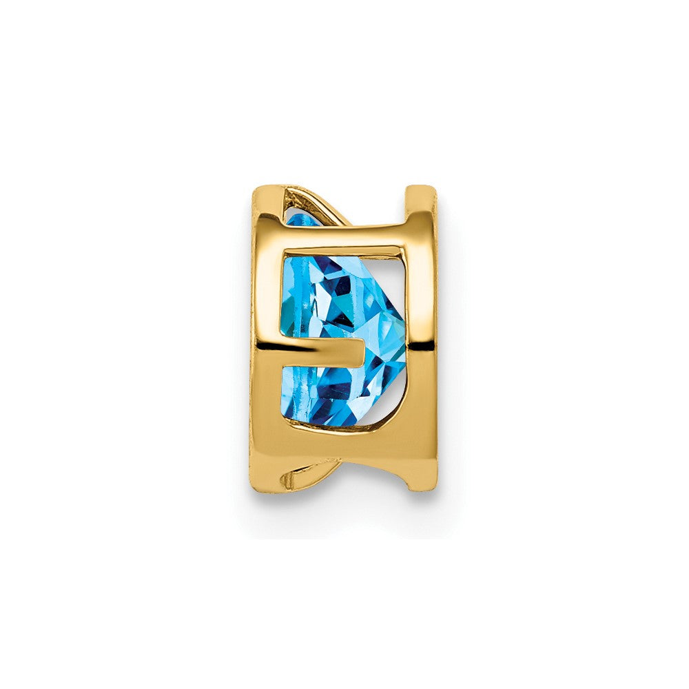 14k Round Blue Topaz Bezel Chain Slide