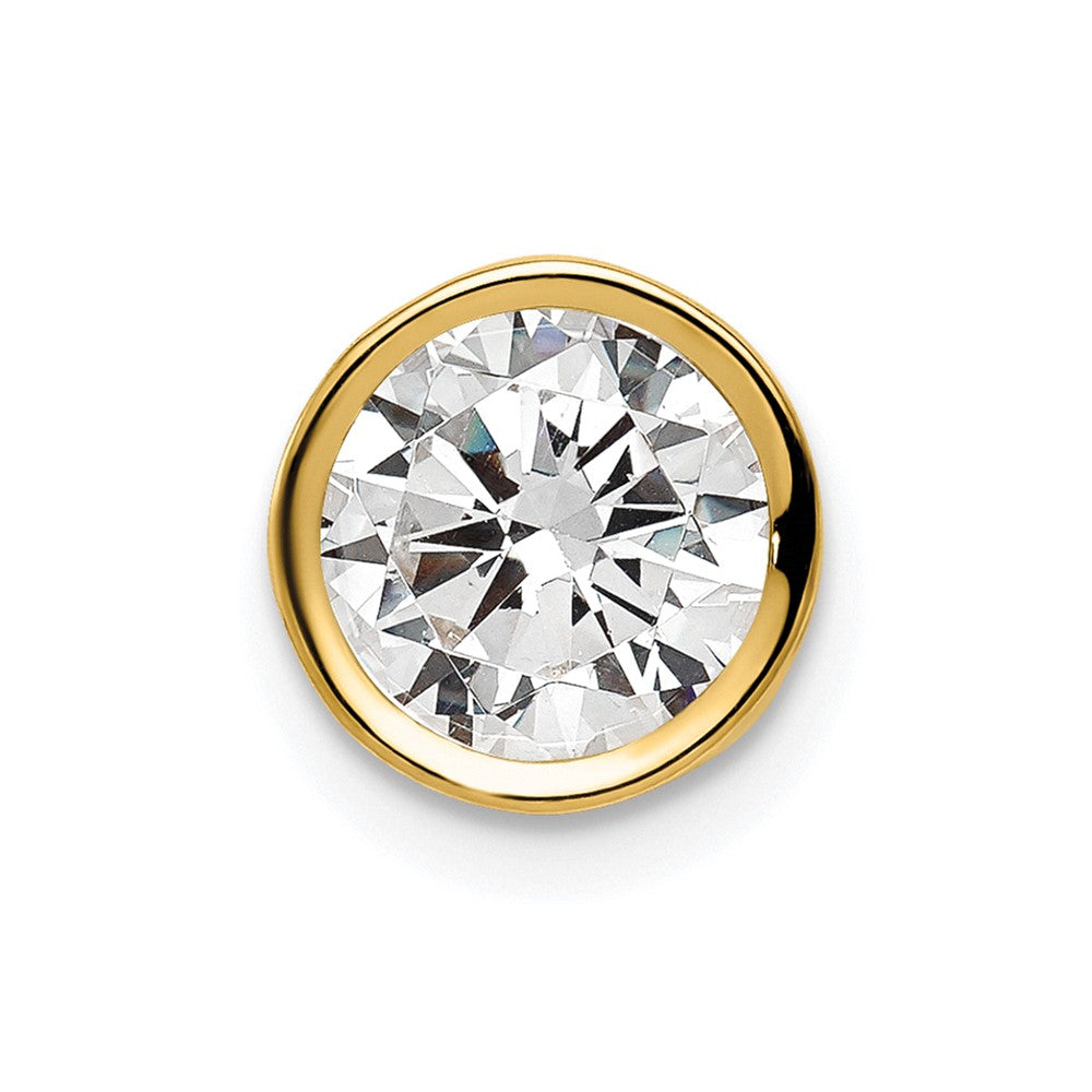 14k Round Cubic Zirconia Bezel Chain Slide
