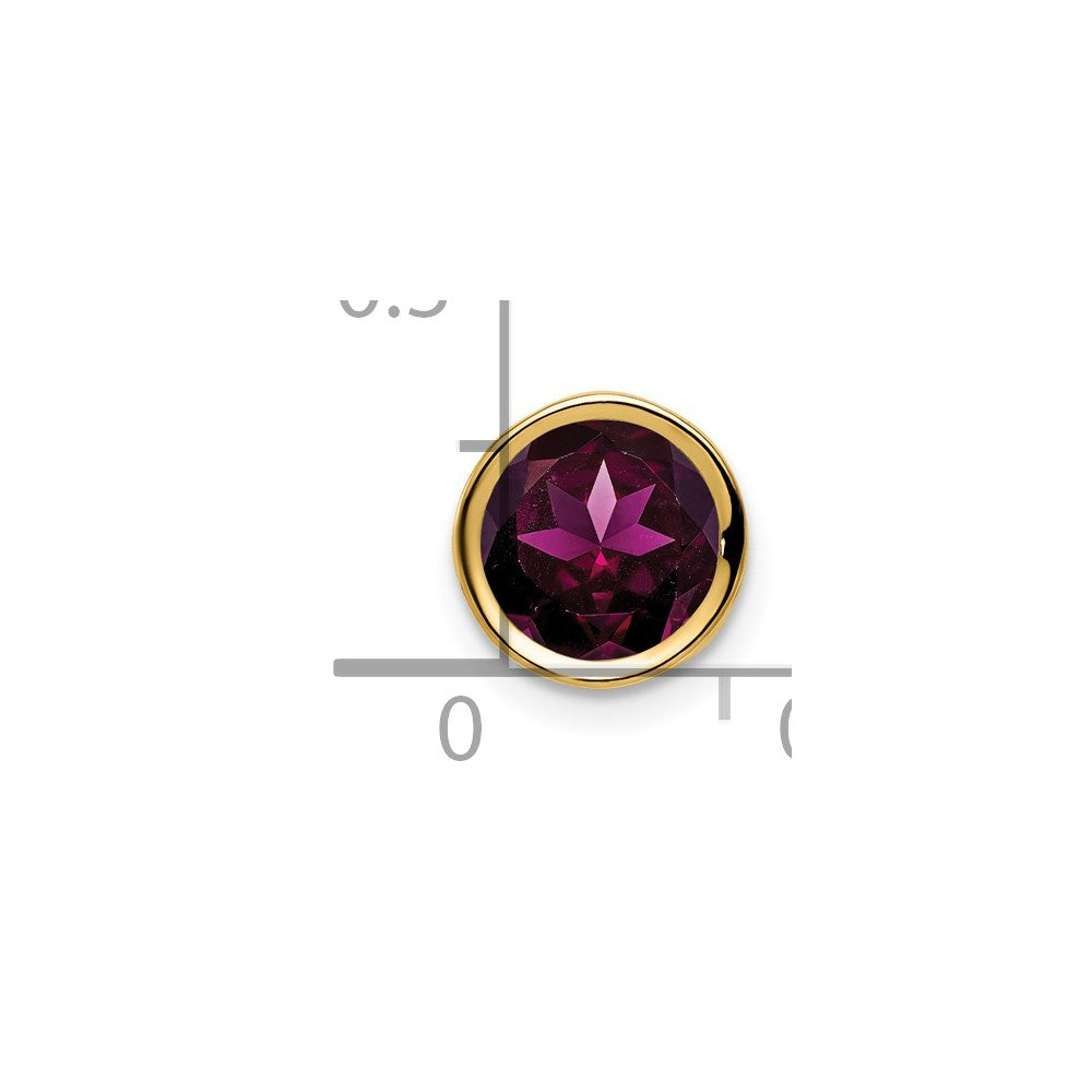 14k Round Rhodolite Garnet Bezel Chain Slide