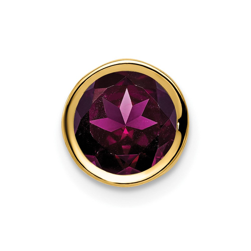 14k Round Rhodolite Garnet Bezel Chain Slide