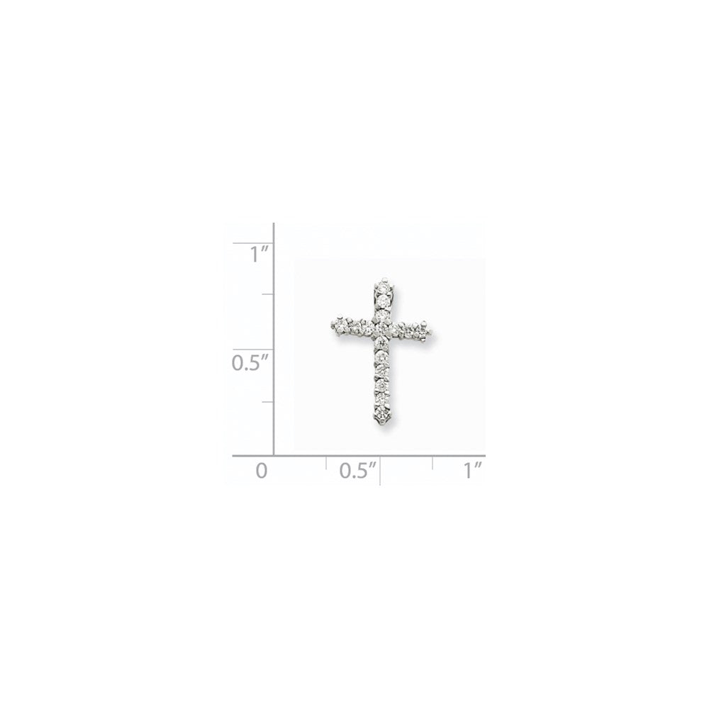 14k White Gold AAA Diamond Cross