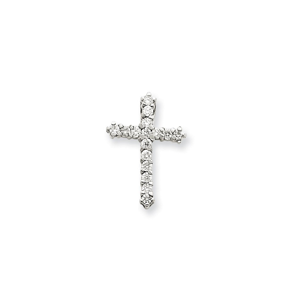 14k White Gold AAA Diamond Cross