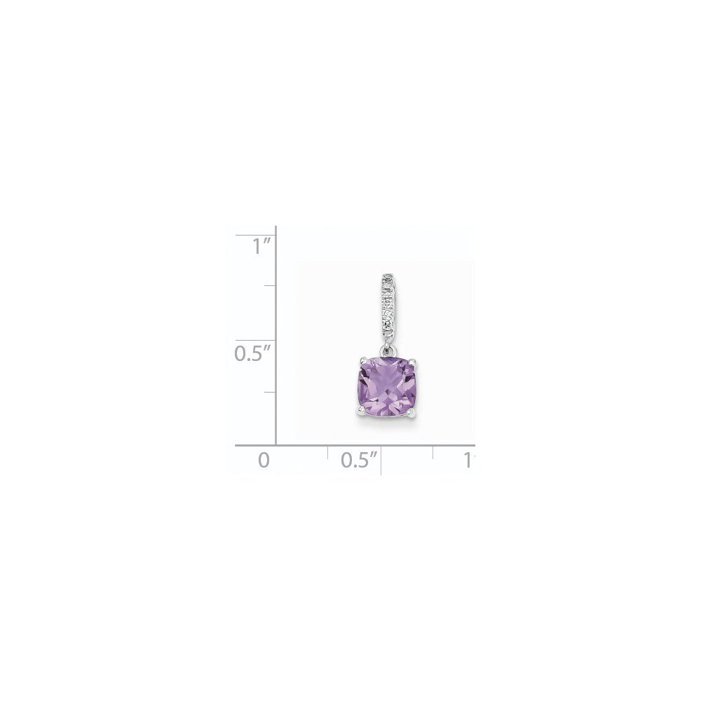 14k White Gold Diamond and Amethyst Pendant