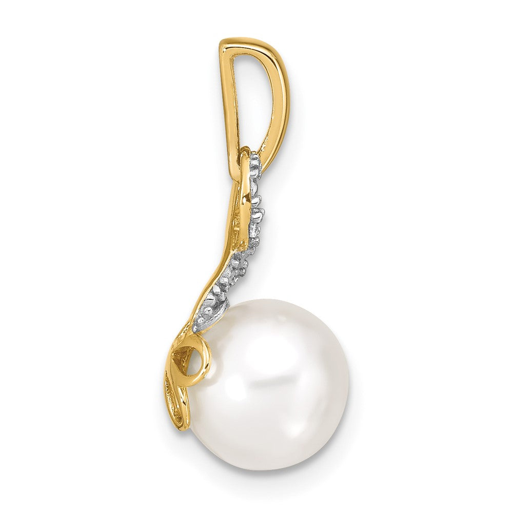 14k 7- Freshwater Cultured Pearl and Diamond Pendant