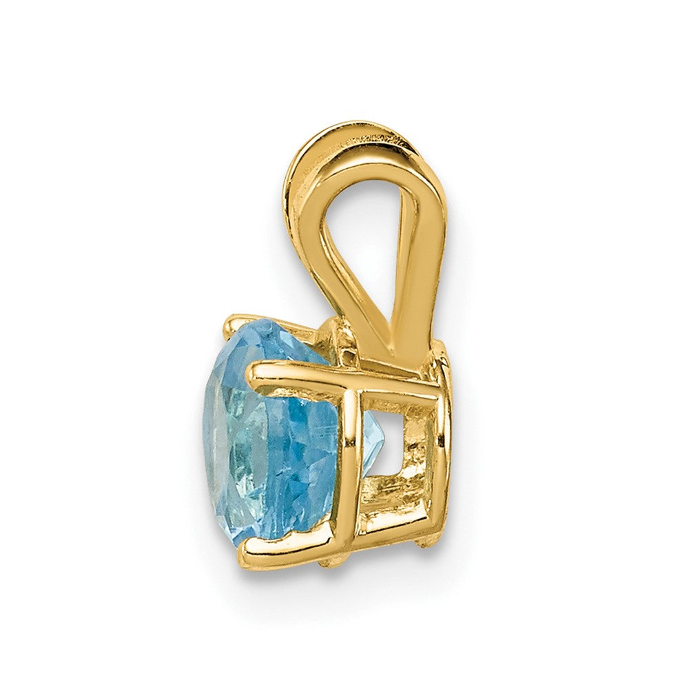 14k Round Blue Topaz Pendant