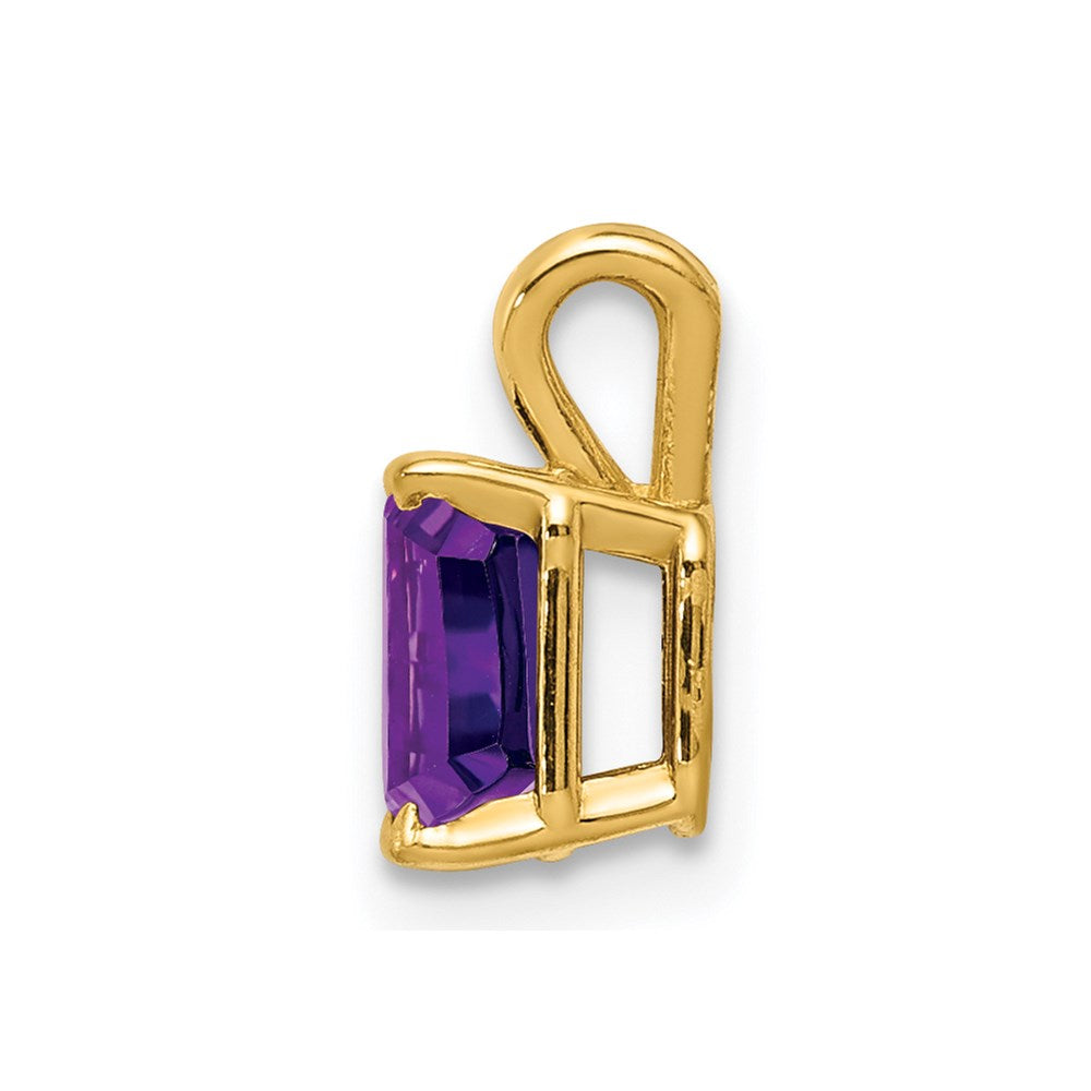 14k 6x Emerald-cut Amethyst Pendant