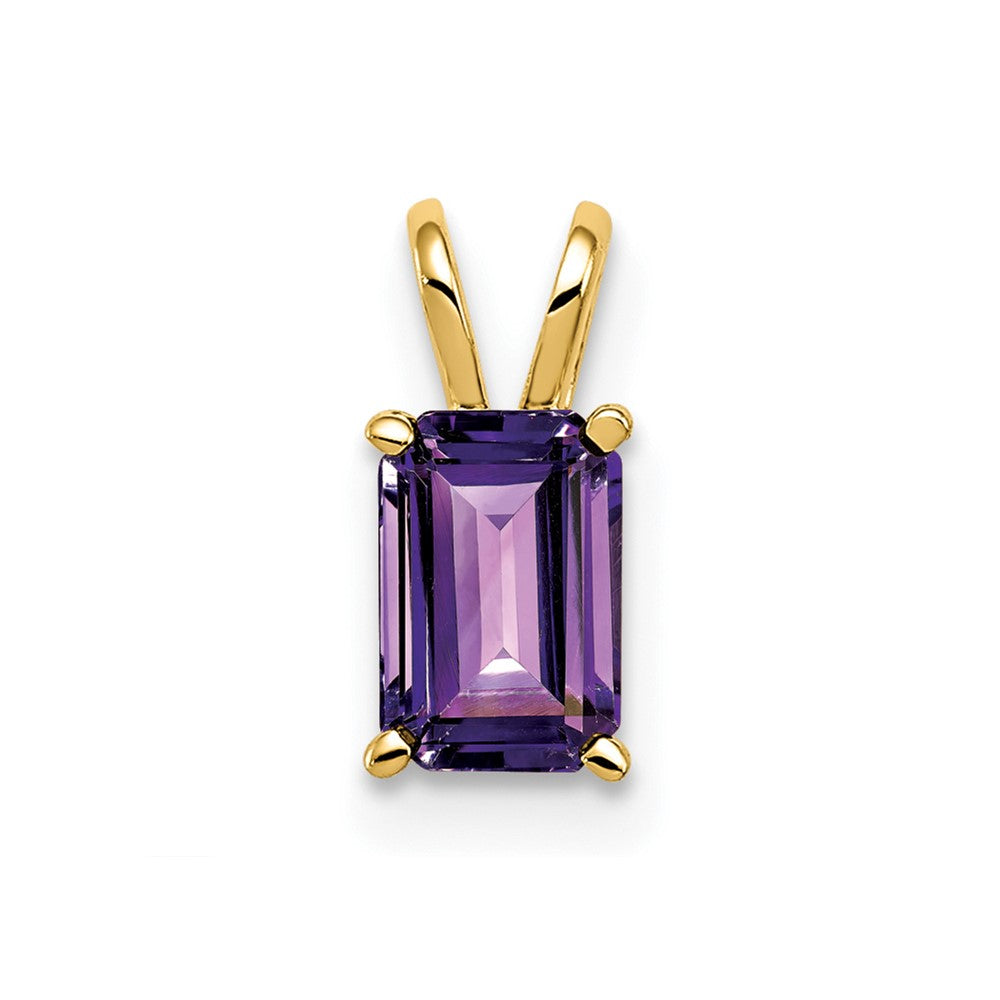 14k 6x Emerald-cut Amethyst Pendant