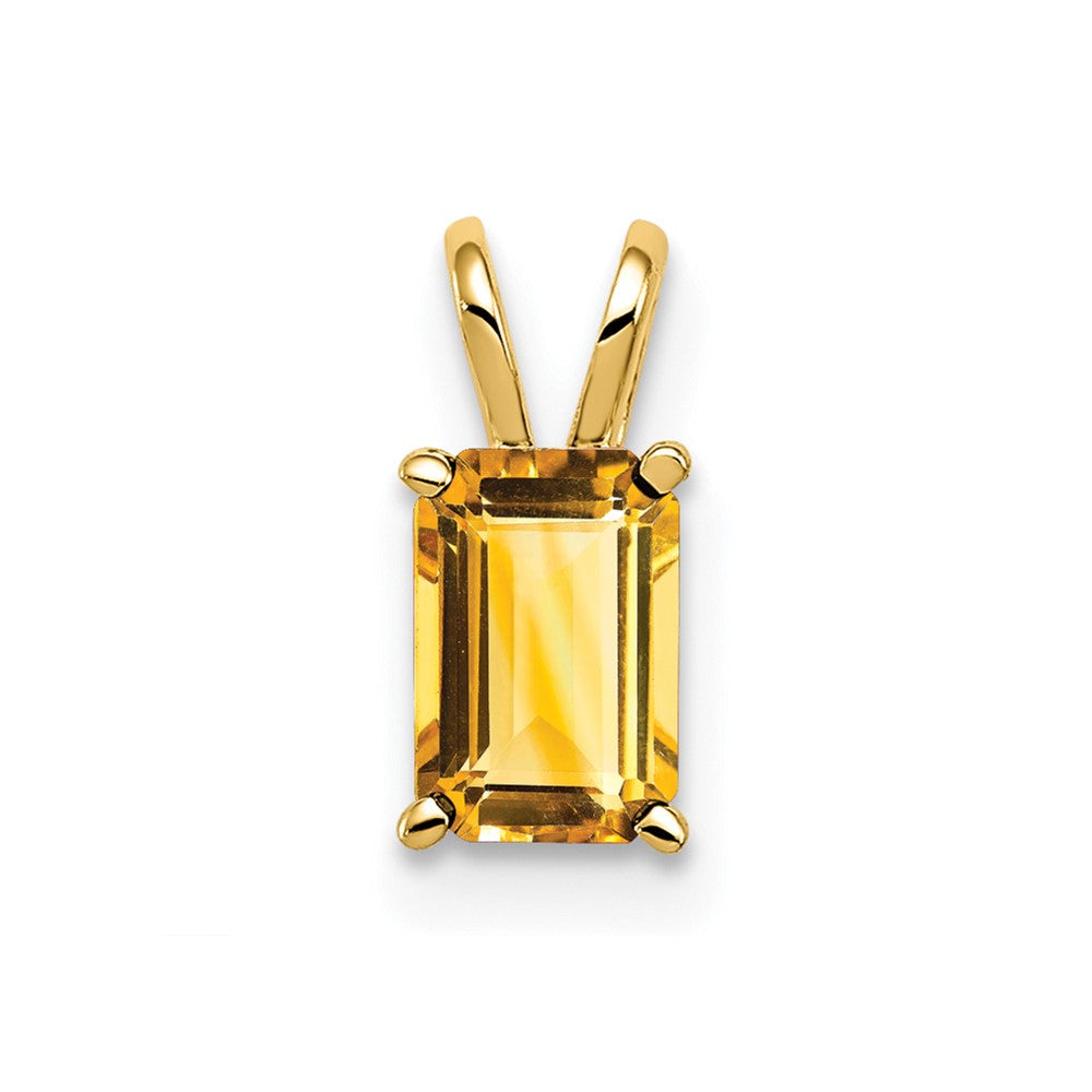 14k 6x Emerald-cut Citrine Pendant