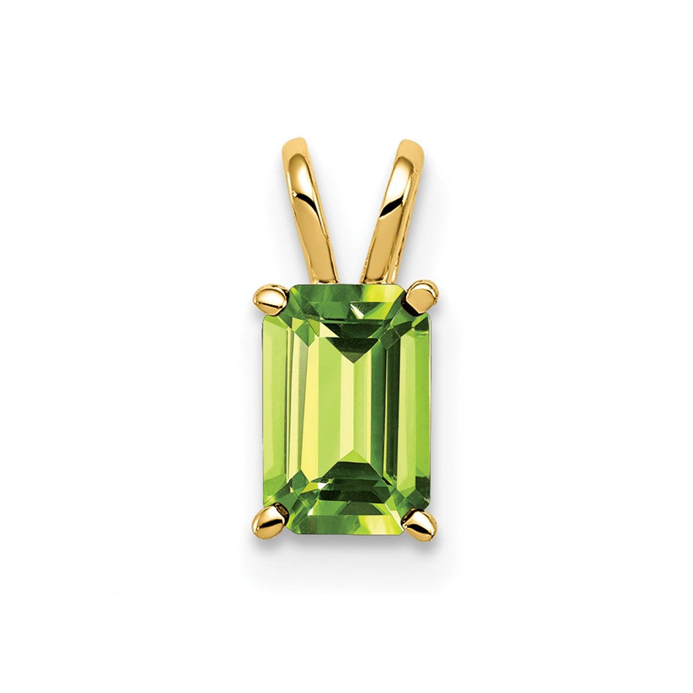 14k 6x Emerald-cut Peridot Pendant