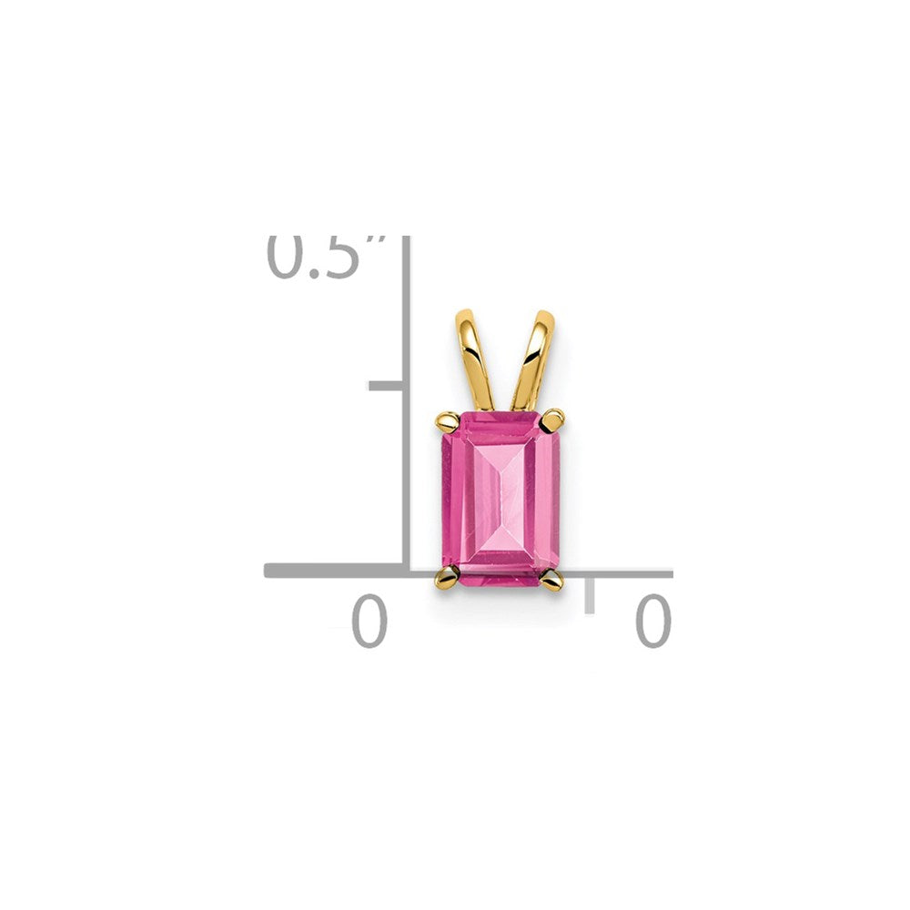 14k 6x Emerald-cut Pink Tourmaline Pendant
