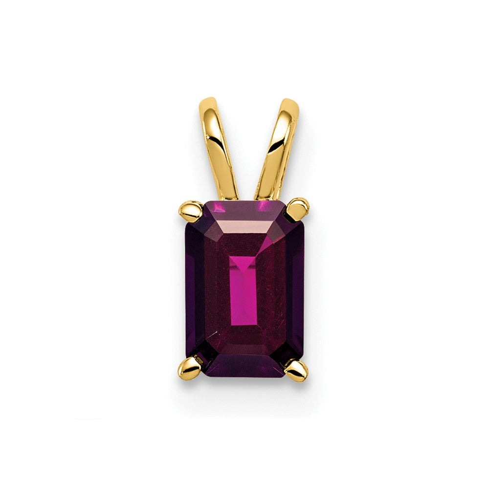 14k 6x Emerald Cut Rhodolite Garnet pendant