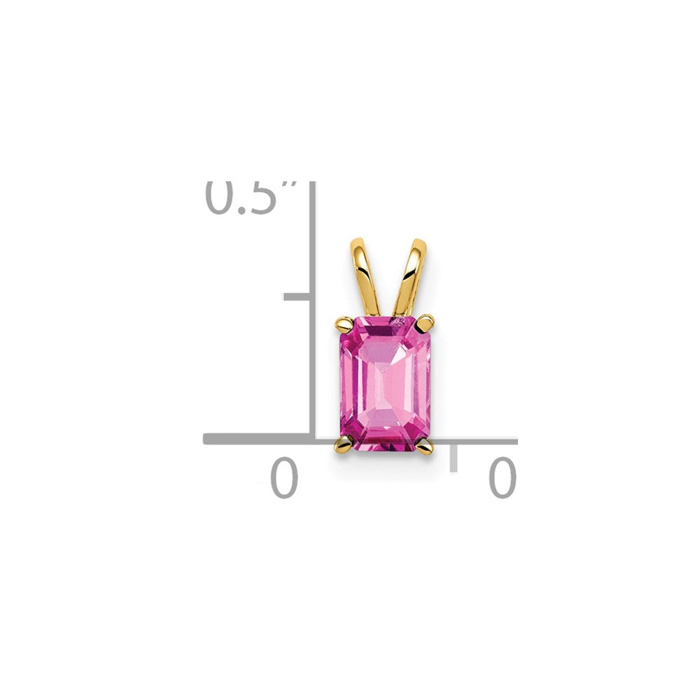14k 6x Emerald Cut Pink Sapphire Pendant