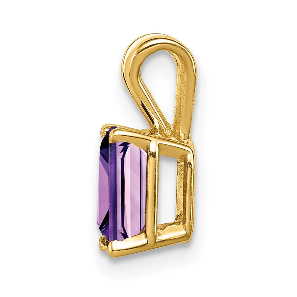 14k 7x Emerald-cut Amethyst Pendant