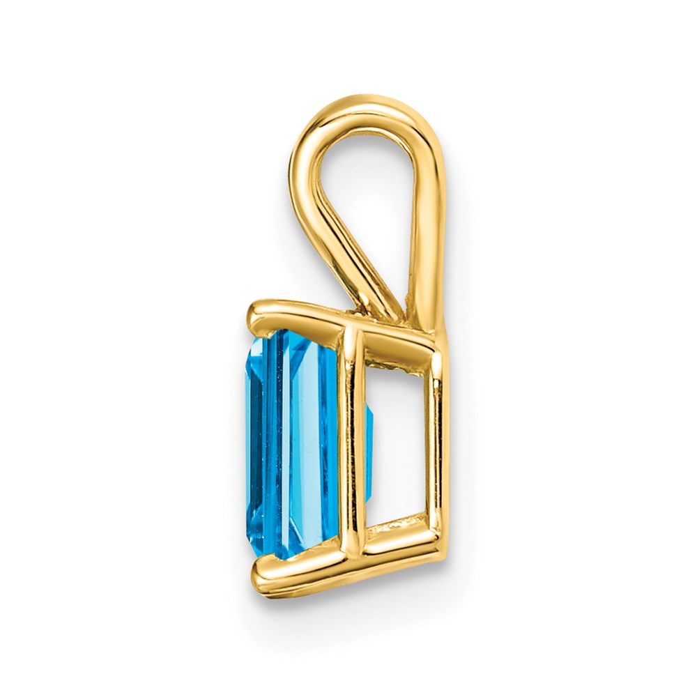 14k 7x Emerald-cut Blue Topaz Pendant