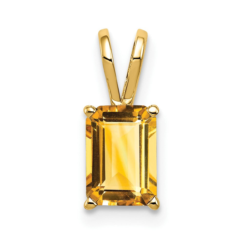 14k 7x Emerald-cut Citrine Pendant