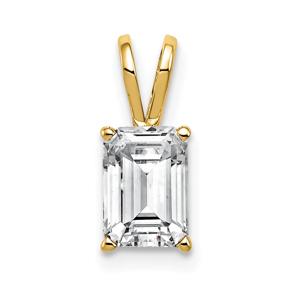 14k 7x Emerald-cut Cubic Zirconia Pendant