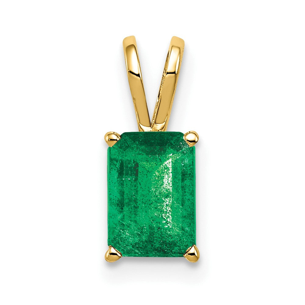 14k 7x Emerald-cut Emerald Pendant