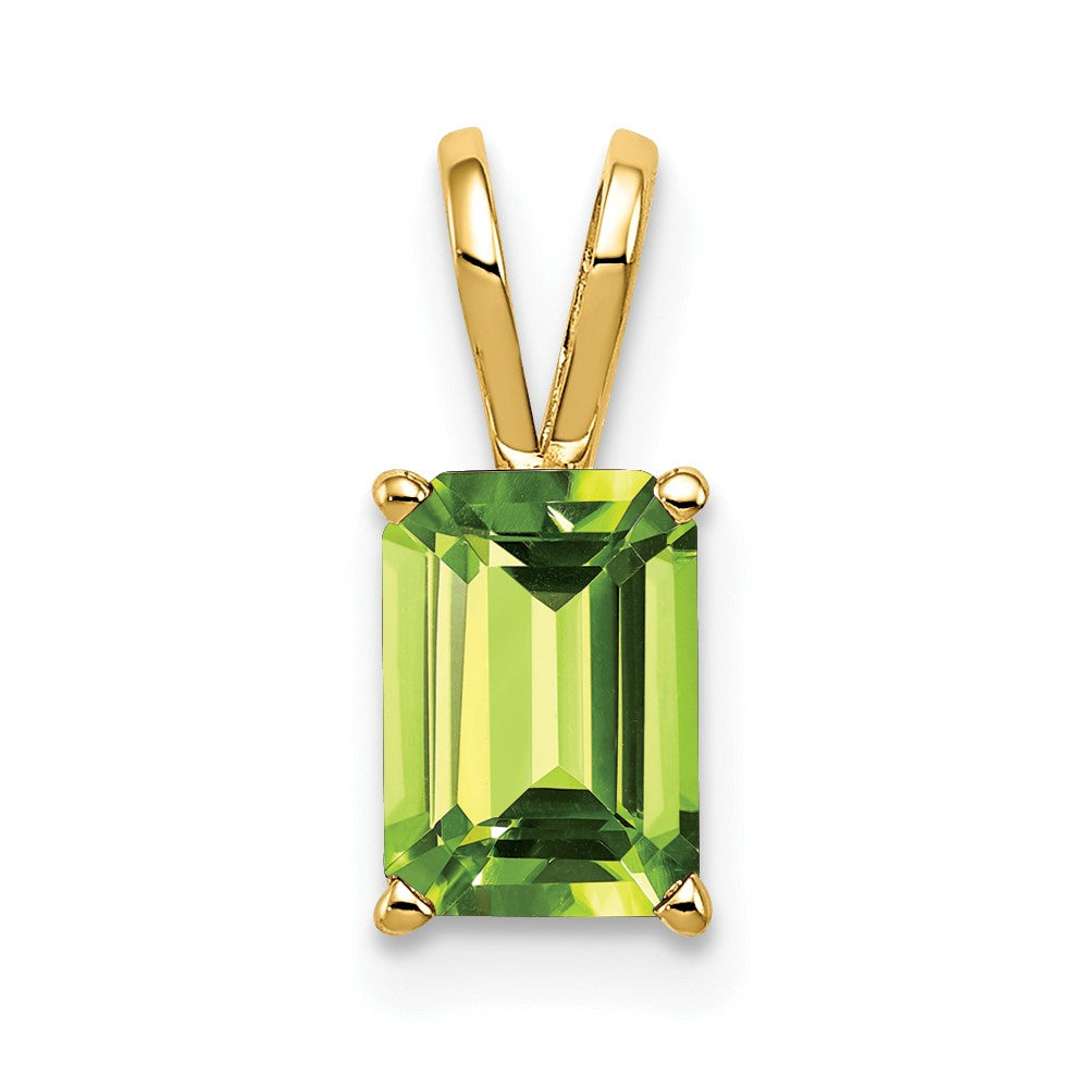 14k 7x Emerald-cut Peridot Pendant