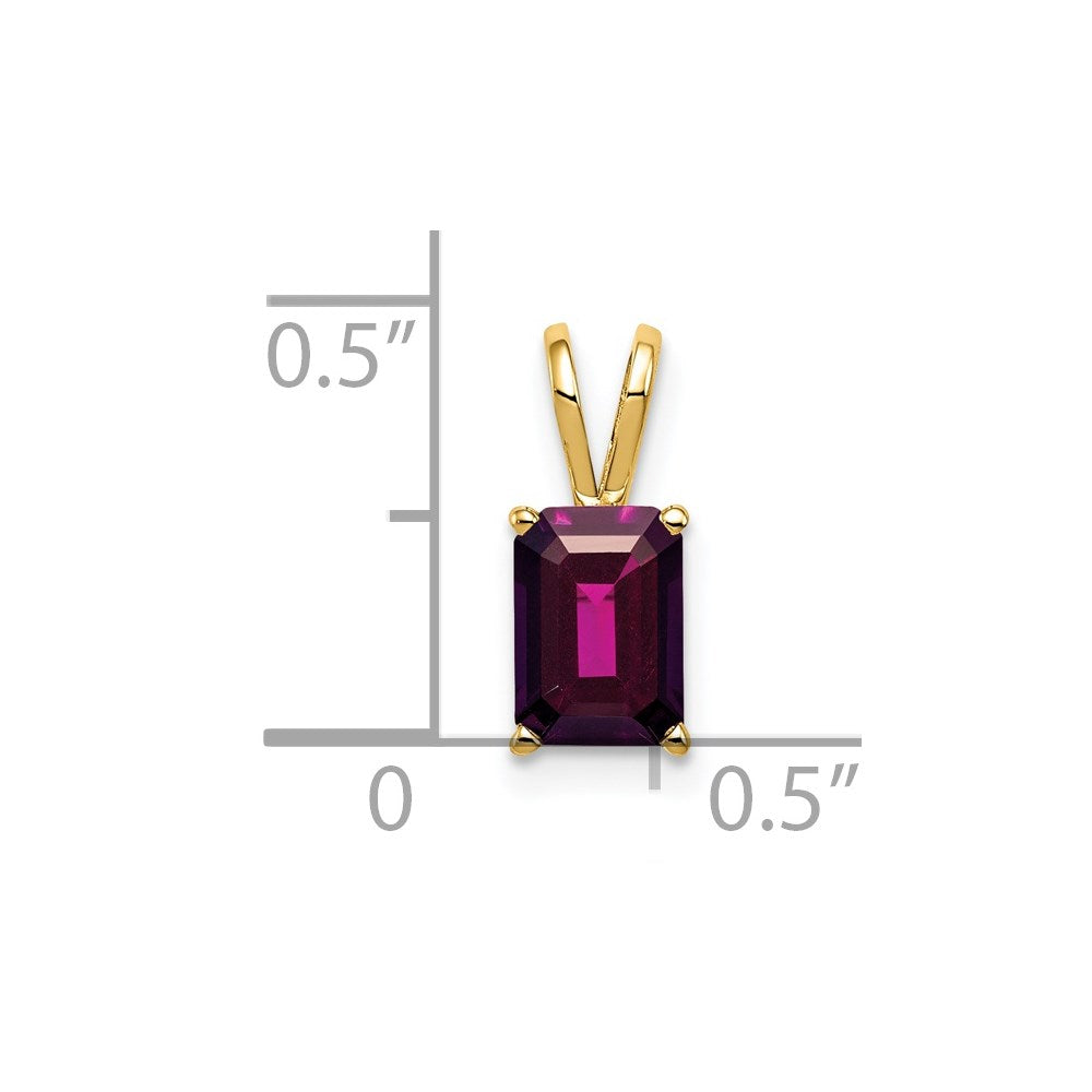 14k 7x Emerald-cut Rhodolite Garnet Pendant