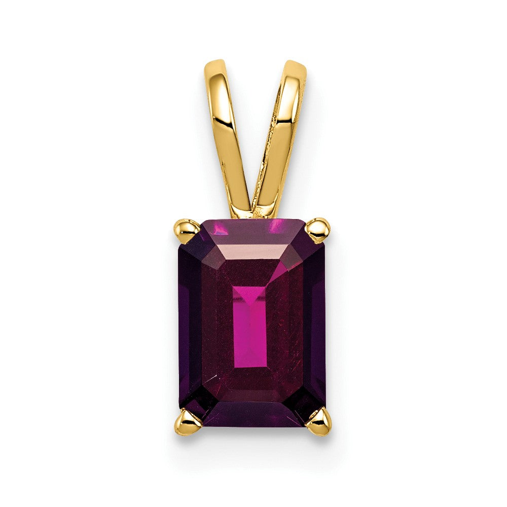 14k 7x Emerald-cut Rhodolite Garnet Pendant
