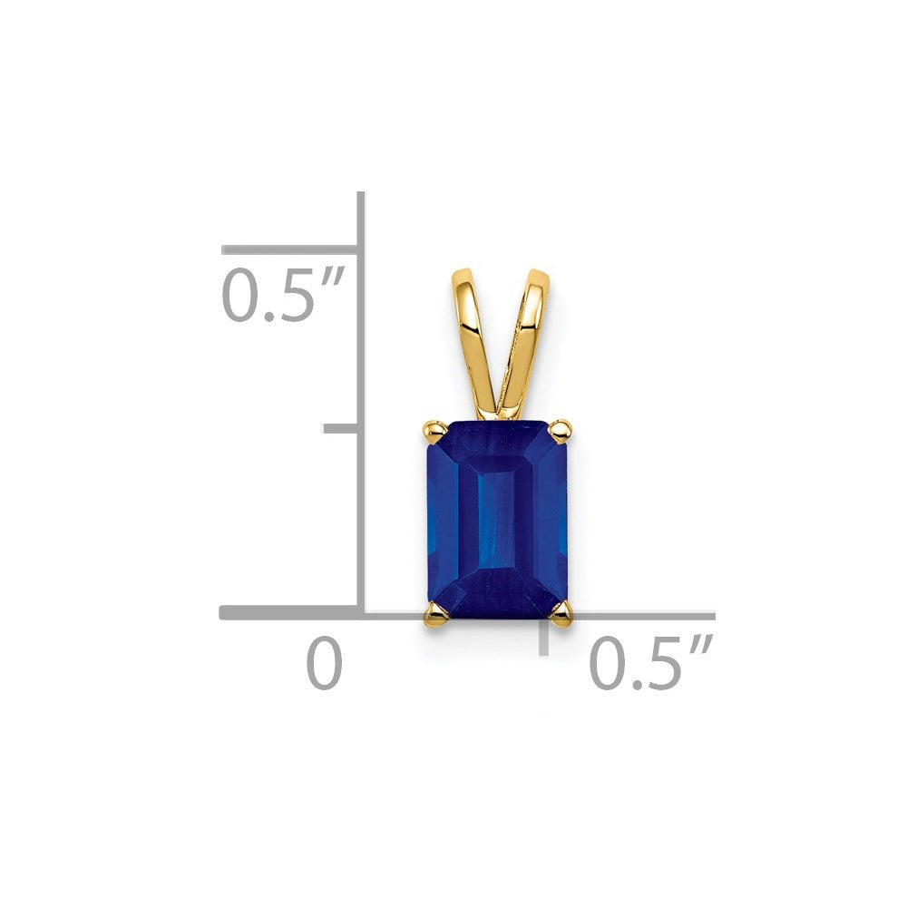 14k 7x Emerald-cut Sapphire Pendant