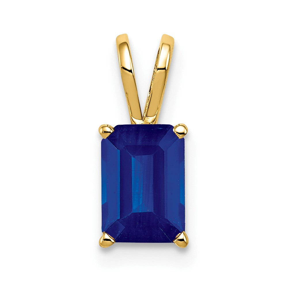 14k 7x Emerald-cut Sapphire Pendant